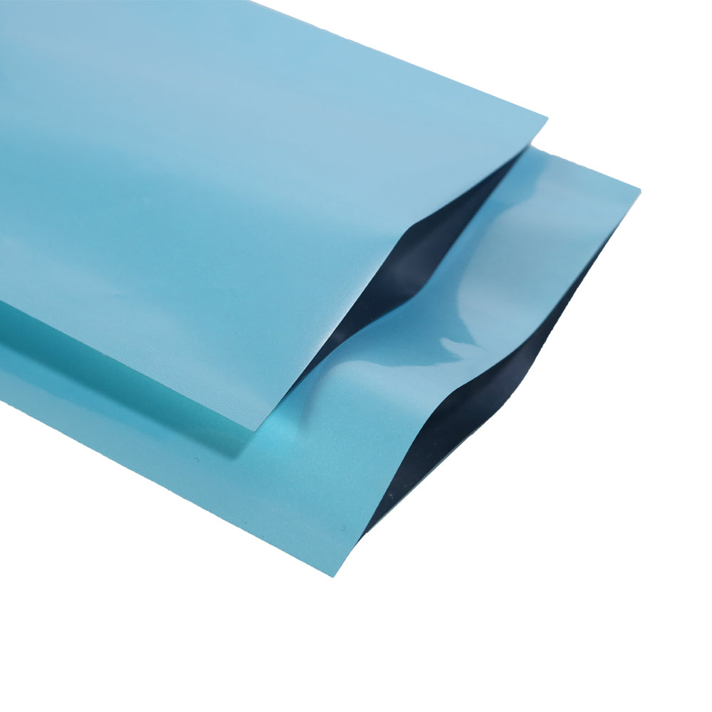 100x Open Top 3 Side Seal Bags Mylar Type Heat Sealant Sachet BPA Free Light Blue