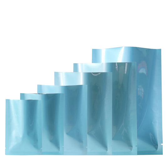 100x Open Top 3 Side Seal Bags Mylar Type Heat Sealant Sachet BPA Free Light Blue