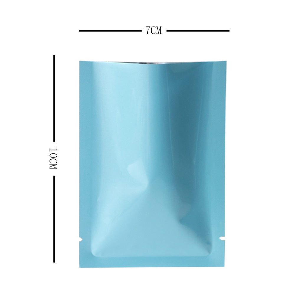 100x Open Top 3 Side Seal Bags Mylar Type Heat Sealant Sachet BPA Free Light Blue