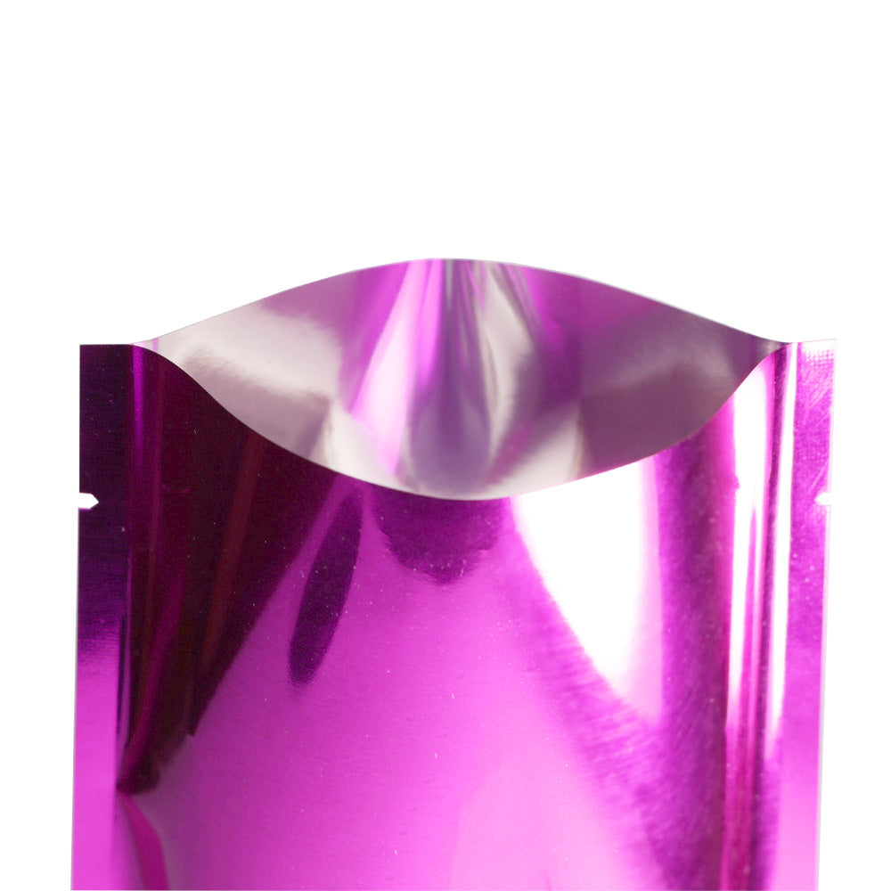 100x Gloss Rose Pink Open Top Mylar Type Heat Sealable Bags Pouch 3 Side Seal BPA Free
