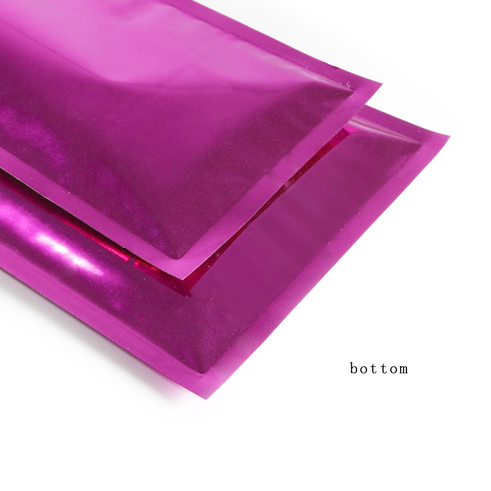 100x Gloss Rose Pink Open Top Mylar Type Heat Sealable Bags Pouch 3 Side Seal BPA Free