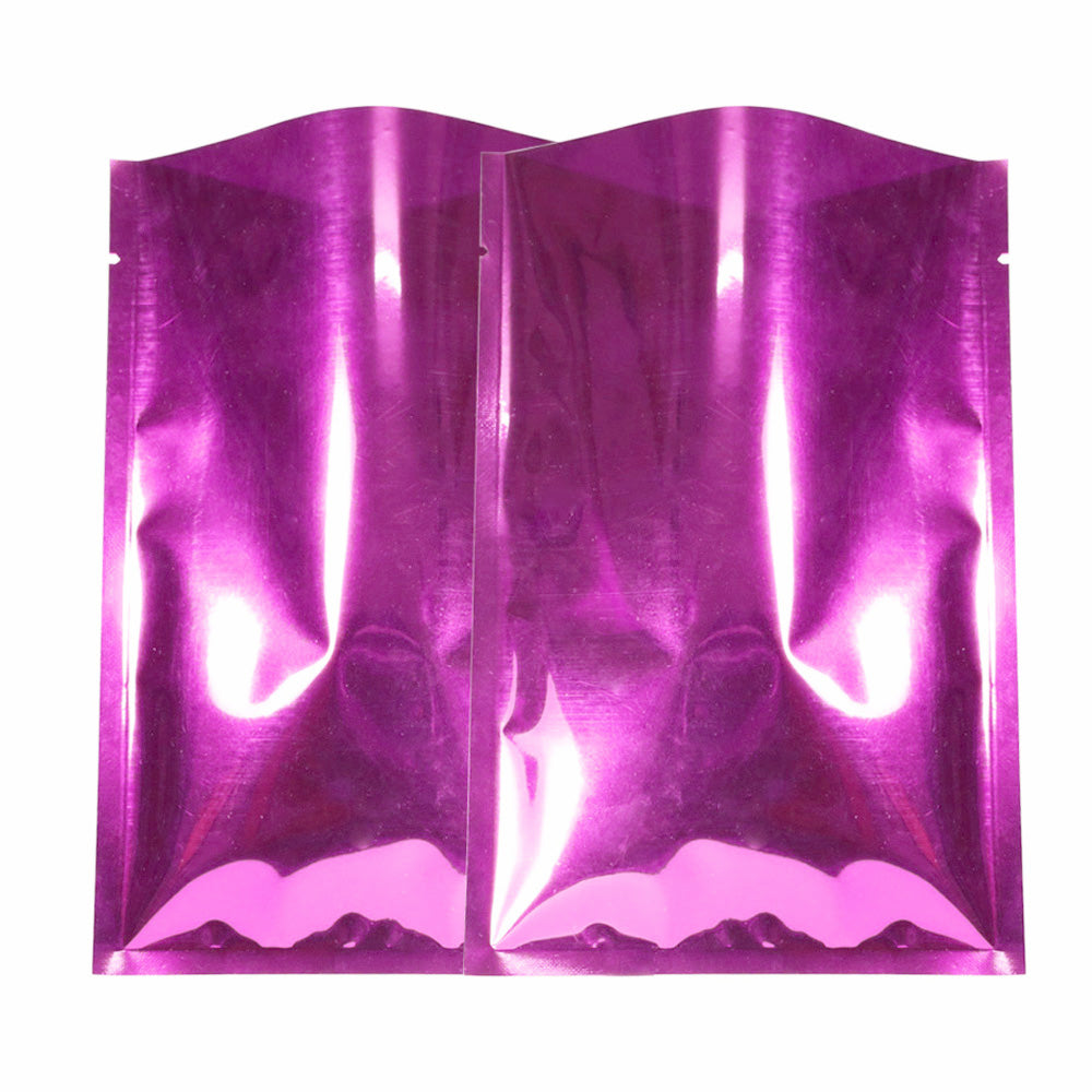 100x Gloss Rose Pink Open Top Mylar Type Heat Sealable Bags Pouch 3 Side Seal BPA Free