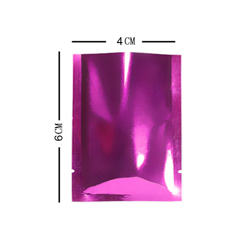 100x Gloss Rose Pink Open Top Mylar Type Heat Sealable Bags Pouch 3 Side Seal BPA Free