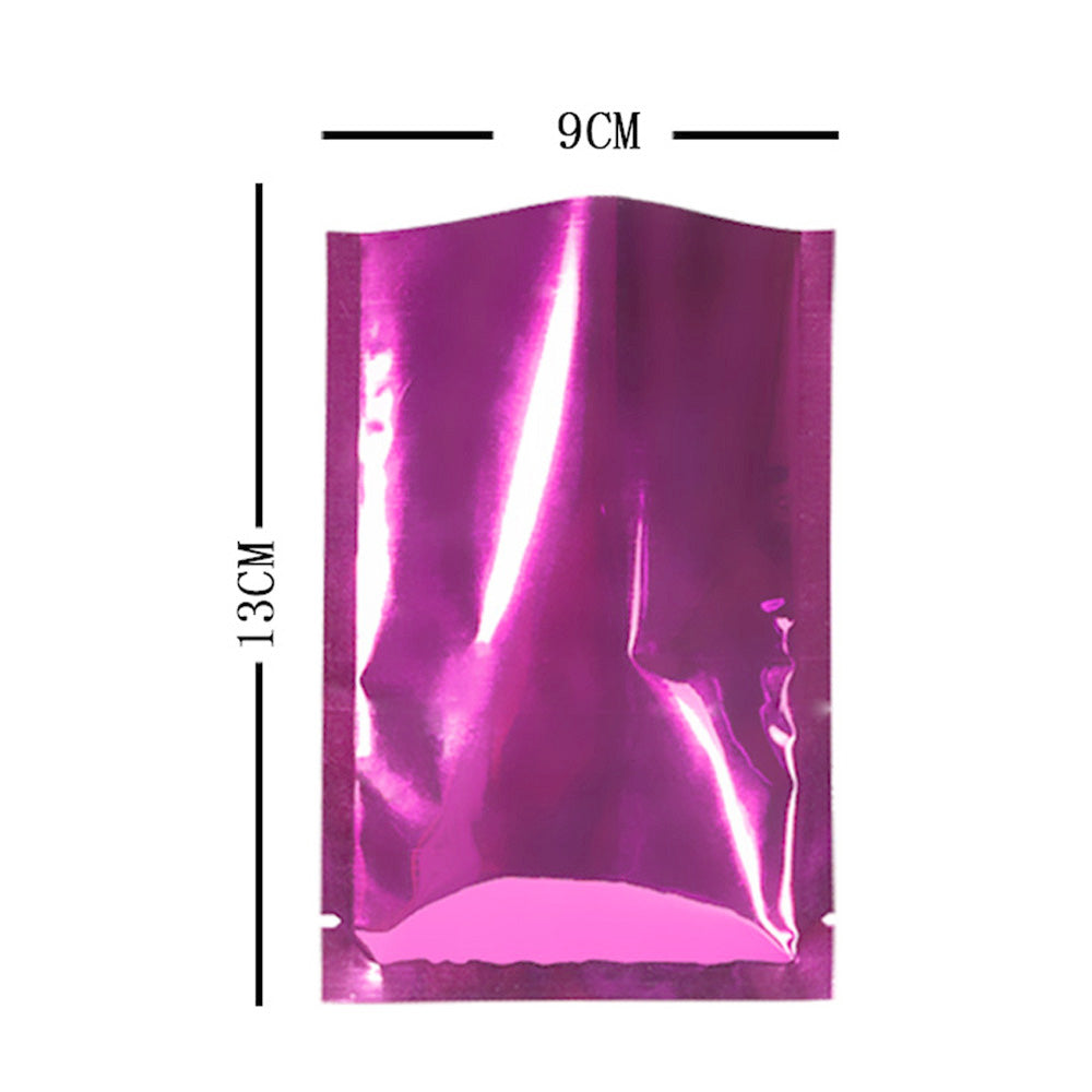 100x Gloss Rose Pink Open Top Mylar Type Heat Sealable Bags Pouch 3 Side Seal BPA Free