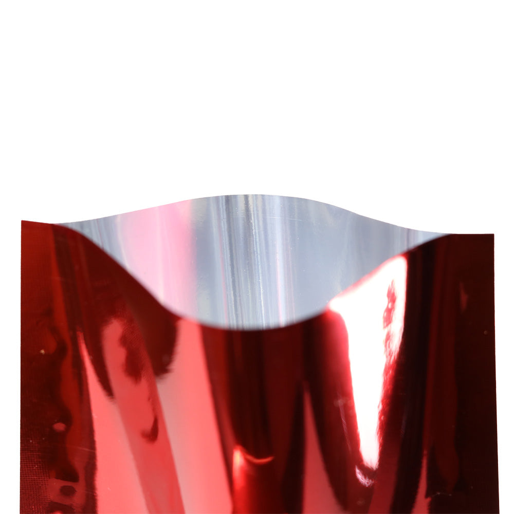 100x Red Open Top Food Pouches Heat Sealable 3 Side Seal Bags