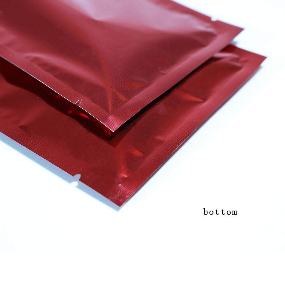 100x Red Open Top Food Pouches Heat Sealable 3 Side Seal Bags