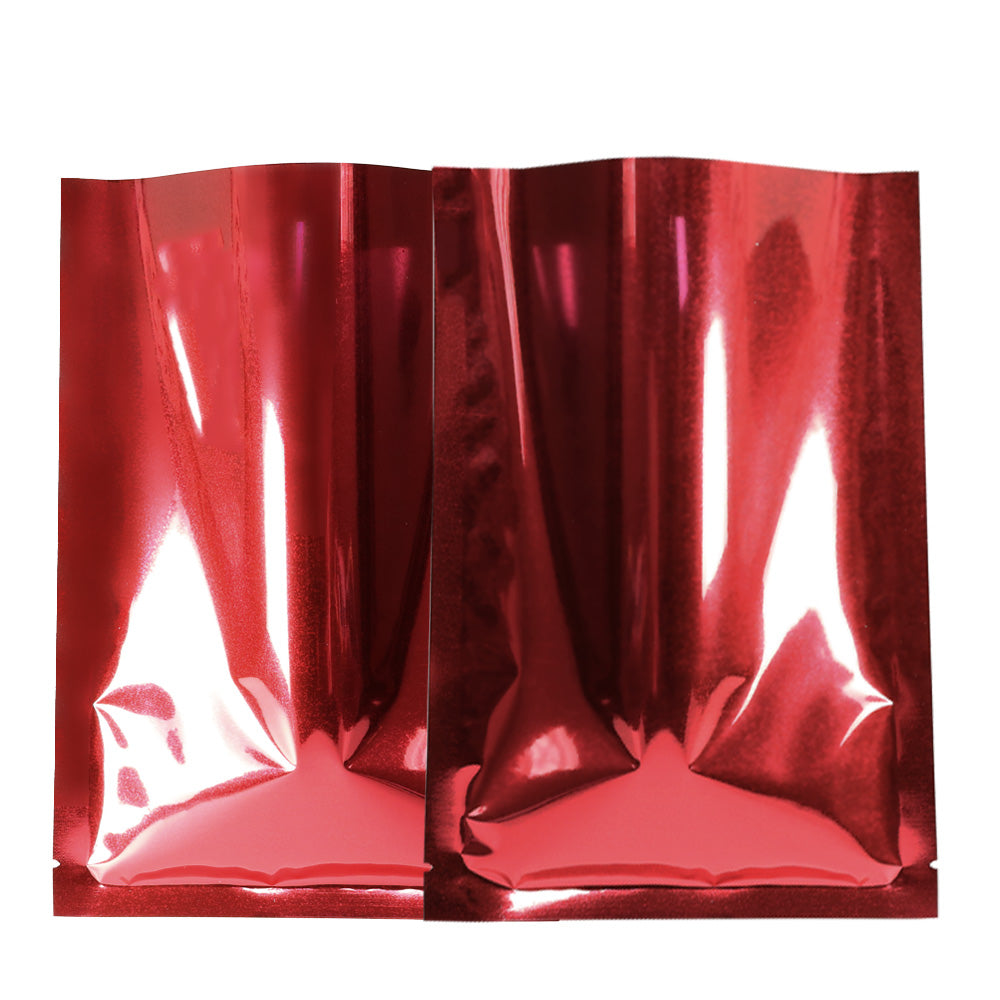 100x Red Open Top Food Pouches Heat Sealable 3 Side Seal Bags