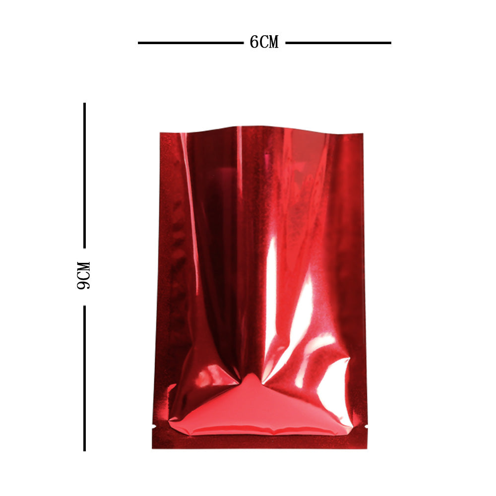 100x Red Open Top Food Pouches Heat Sealable 3 Side Seal Bags
