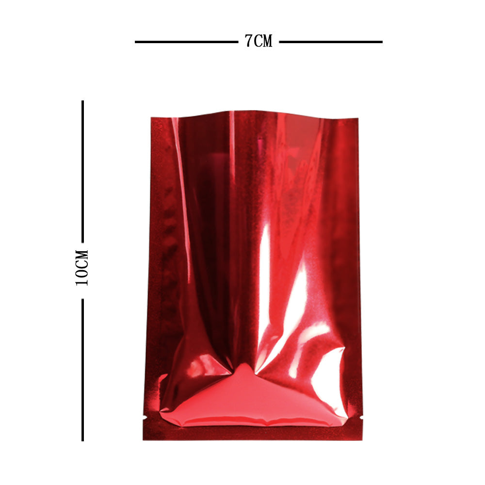 100x Red Open Top Food Pouches Heat Sealable 3 Side Seal Bags
