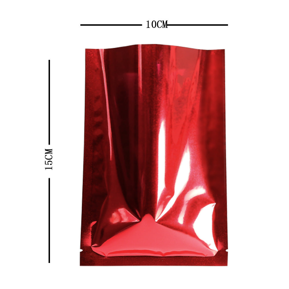 100x Red Open Top Food Pouches Heat Sealable 3 Side Seal Bags