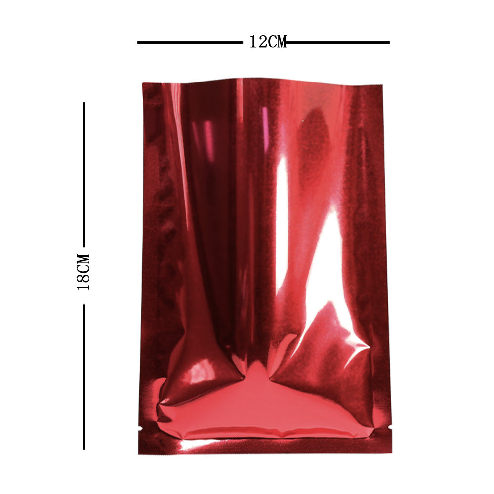 100x Red Open Top Food Pouches Heat Sealable 3 Side Seal Bags