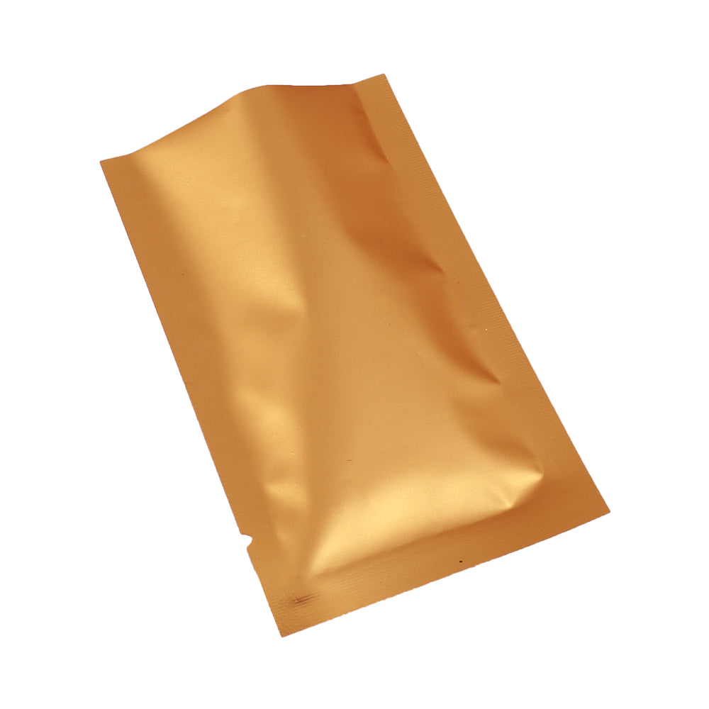 100x Open Top Mylar Heat Sealant Bags Flat Pouch 5x8CM Golden Matt BPA Free