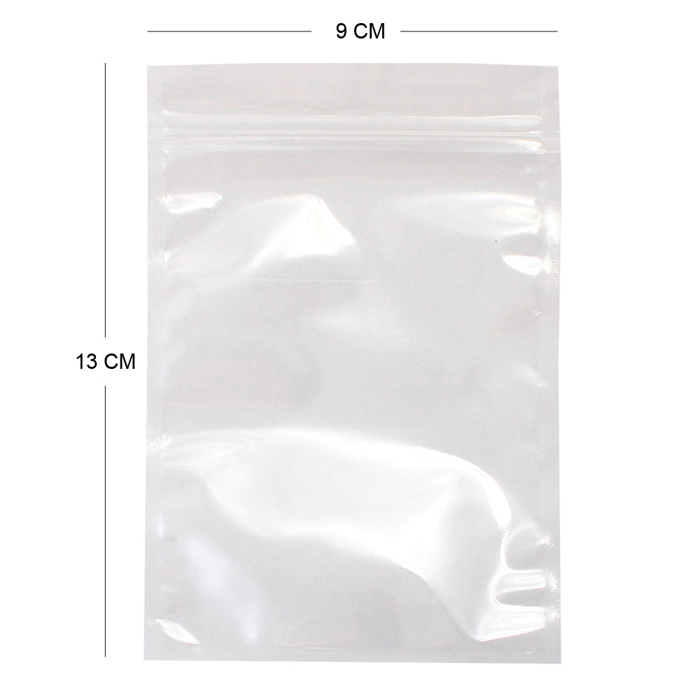 100x Both Side Clear Grip Seal Bags Flat Pouch Smell Free Strong Food Bag For Spices, Herbs, Art and Craft and more