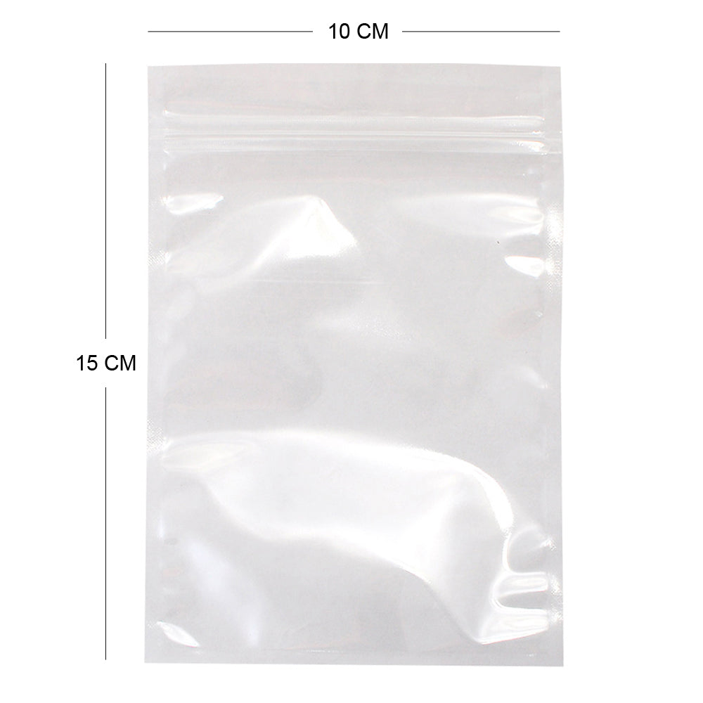 100x Both Side Clear Grip Seal Bags Flat Pouch Smell Free Strong Food Bag For Spices, Herbs, Art and Craft and more