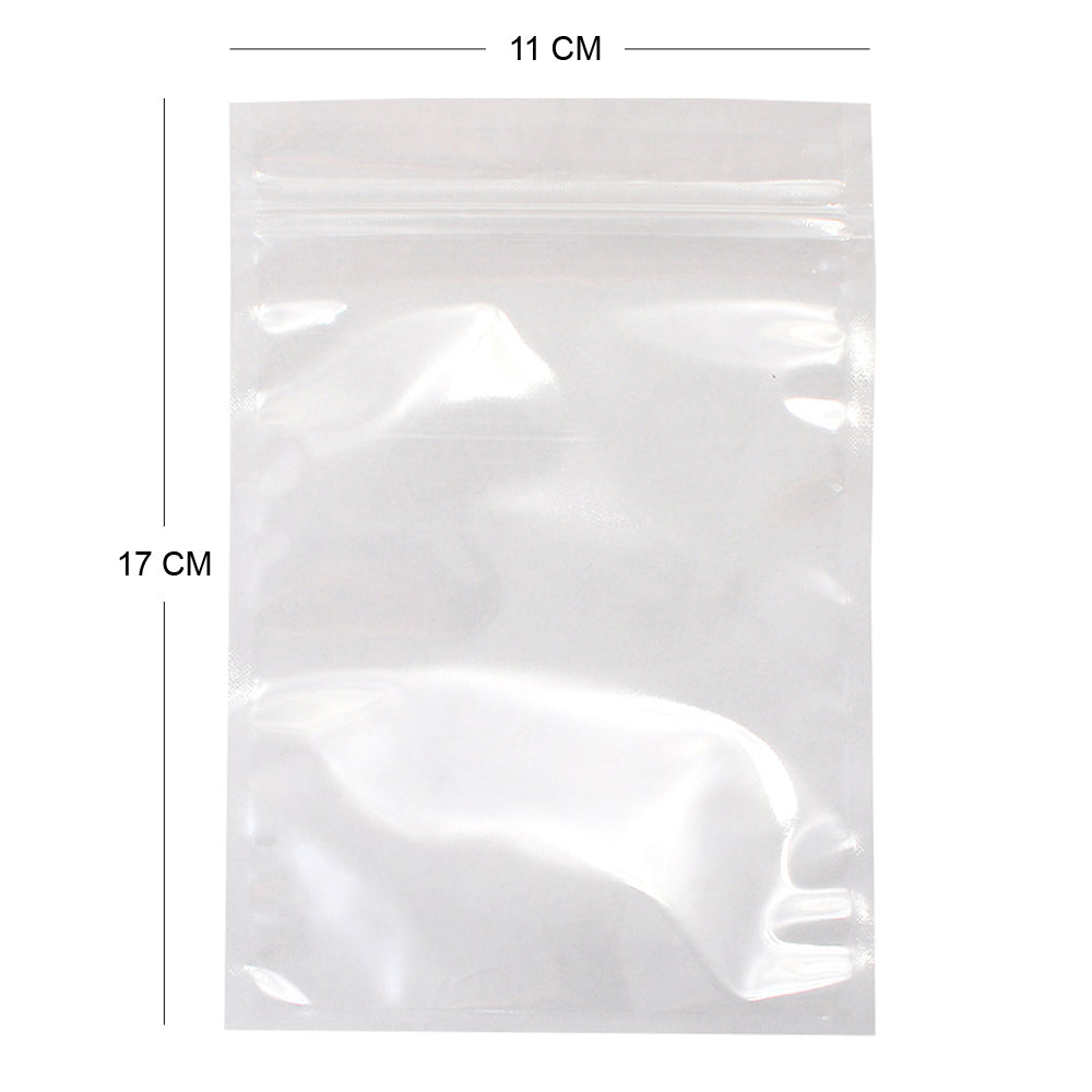 100x Both Side Clear Grip Seal Bags Flat Pouch Smell Free Strong Food Bag For Spices, Herbs, Art and Craft and more