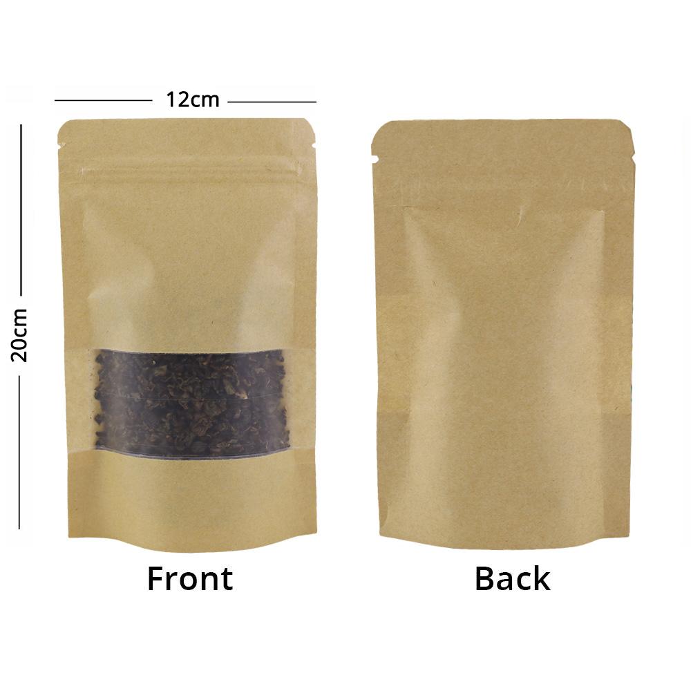 Food Bags Gripseal Press & Seal Gusset Pouch Craft Paper Clear Window BPA FREE