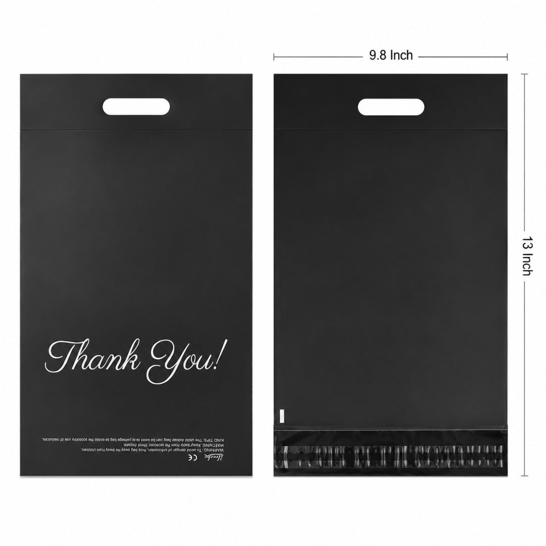Cute Thank You Handle Mailer Bags 25x35cm Strong Self-Seal Poly Shipping Bags for Small Business Packaging