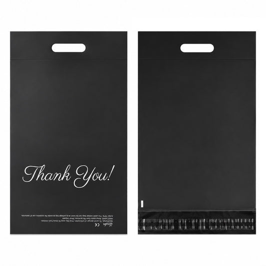 Cute Thank You Handle Mailer Bags 25x35cm Strong Self-Seal Poly Shipping Bags for Small Business Packaging