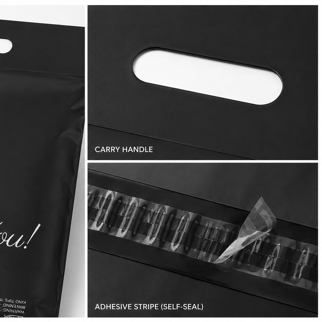 Cute Thank You Handle Mailer Bags 25x35cm Strong Self-Seal Poly Shipping Bags for Small Business Packaging