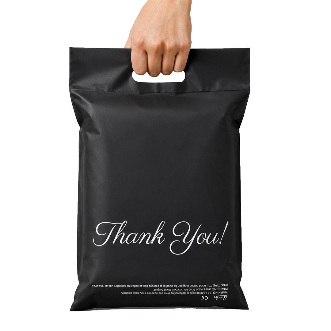 Cute Thank You Handle Mailer Bags 25x35cm Strong Self-Seal Poly Shipping Bags for Small Business Packaging
