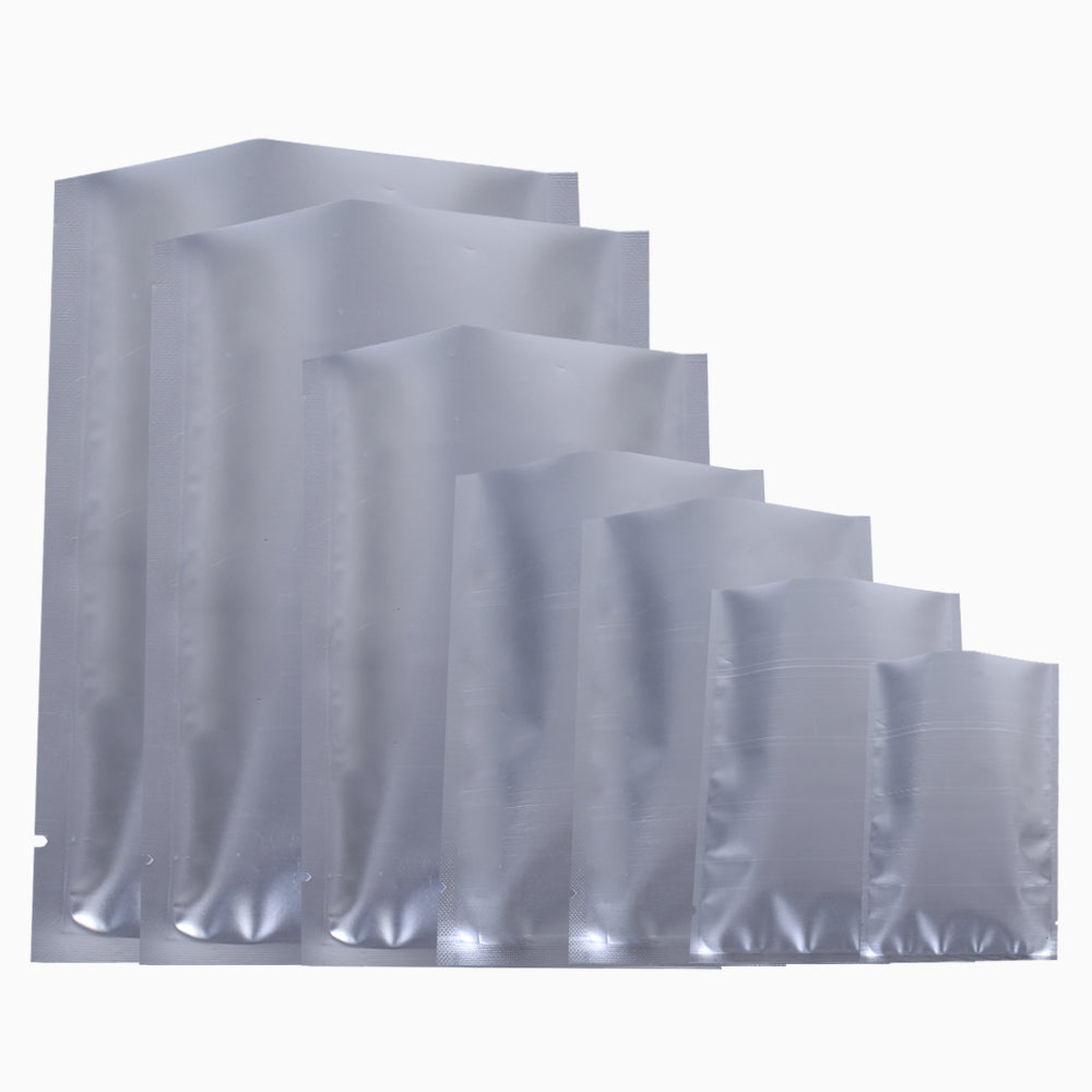 100x Open Top Food Bags Flat Pouch Matte Silver BPA Free Packing Heat Sealable