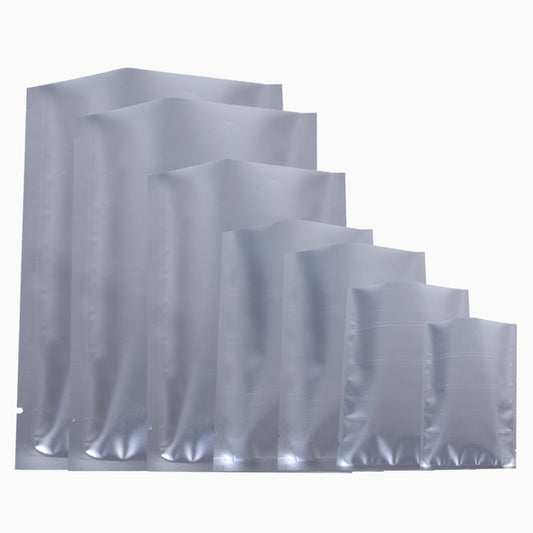 100x Open Top Food Bags Flat Pouch Matte Silver BPA Free Packing Heat Sealable