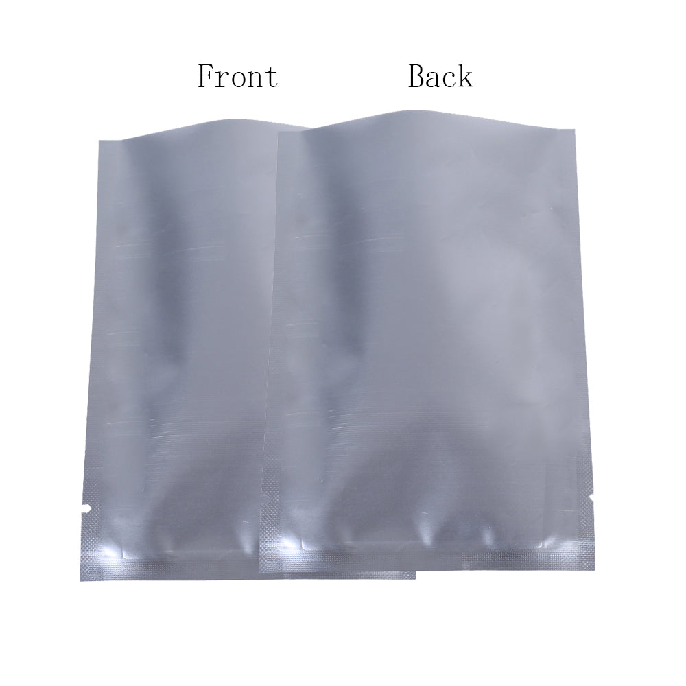 100x Open Top Food Bags Flat Pouch Matte Silver BPA Free Packing Heat Sealable