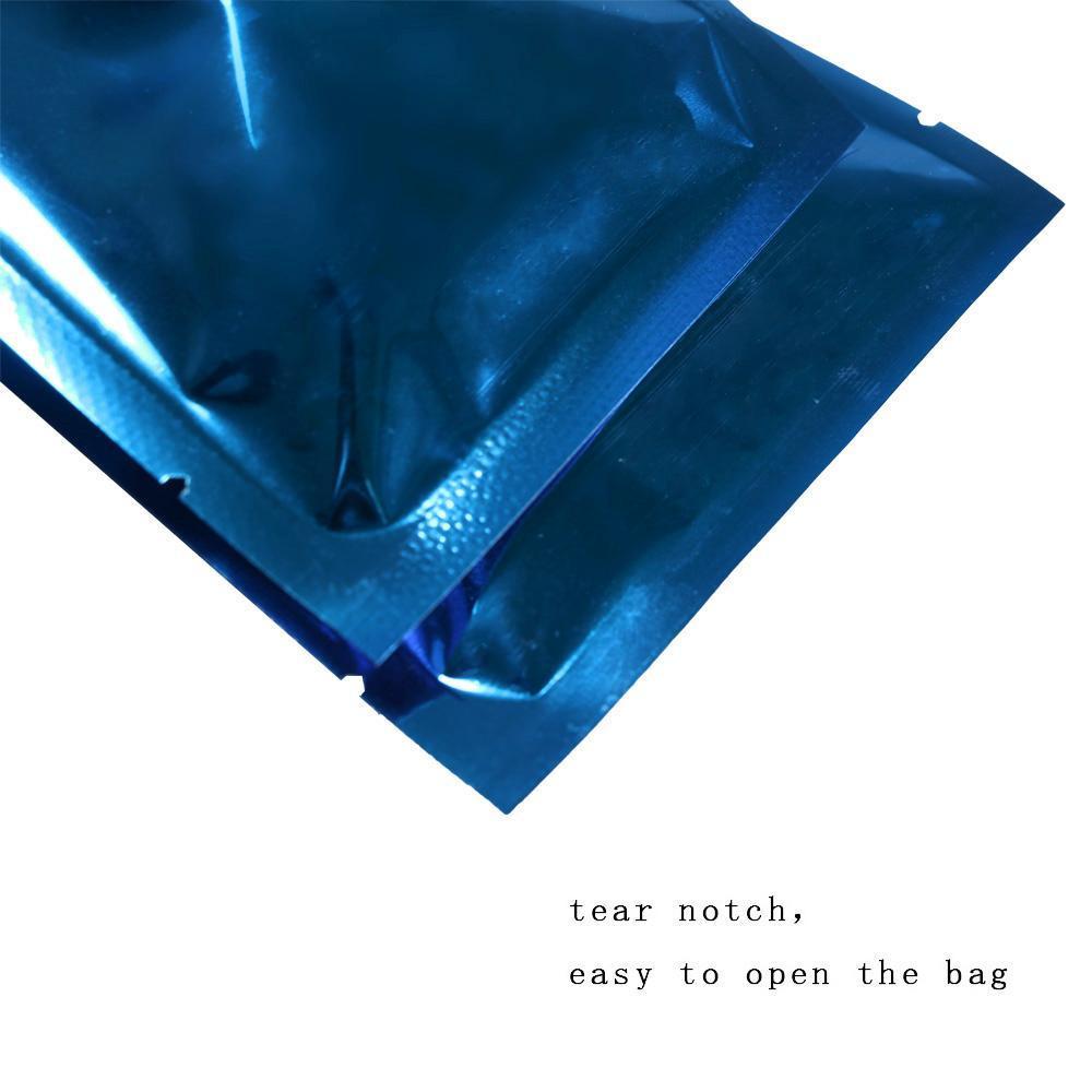 100x Open Top Food Bags Flat Pouch Sachet Glossy Blue Heat Sealable BPA Free