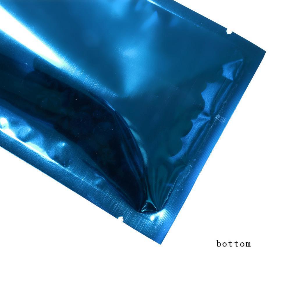100x Open Top Food Bags Flat Pouch Sachet Glossy Blue Heat Sealable BPA Free