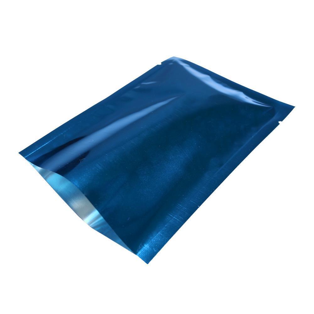 100x Open Top Food Bags Flat Pouch Sachet Glossy Blue Heat Sealable BPA Free