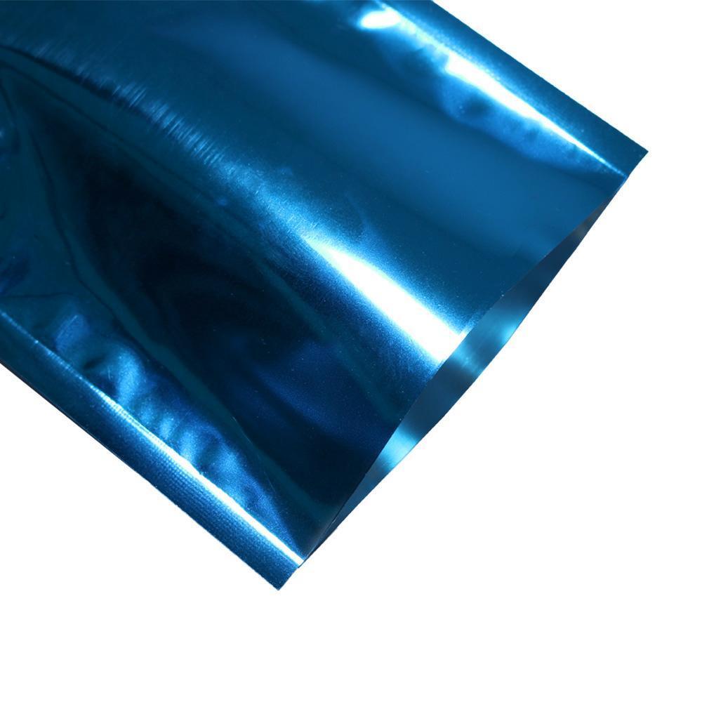 100x Open Top Food Bags Flat Pouch Sachet Glossy Blue Heat Sealable BPA Free