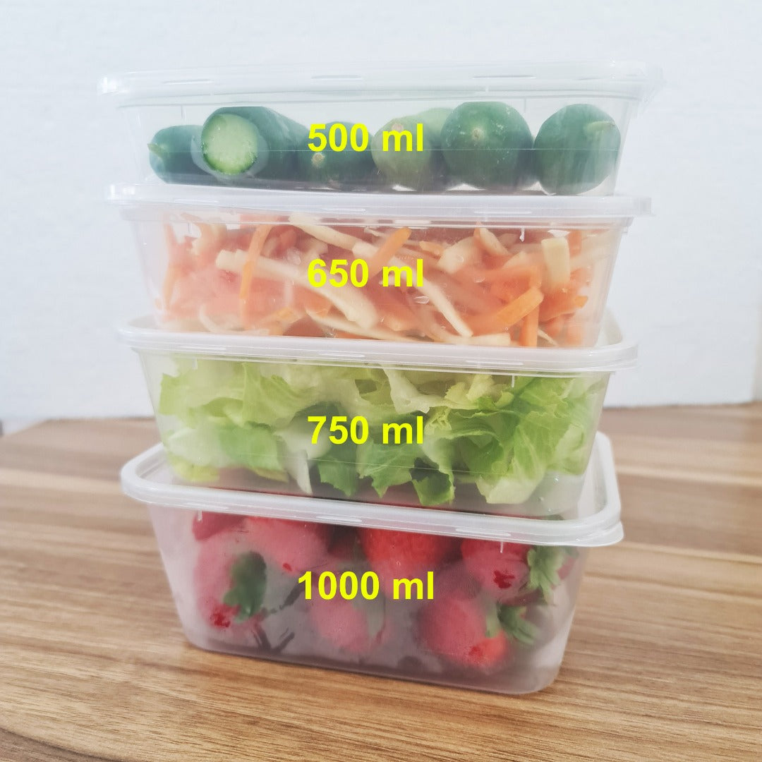 Takeaway Food Containers w/ Lids Reusable Plastic Meal Prep Boxes Microwave Safe
