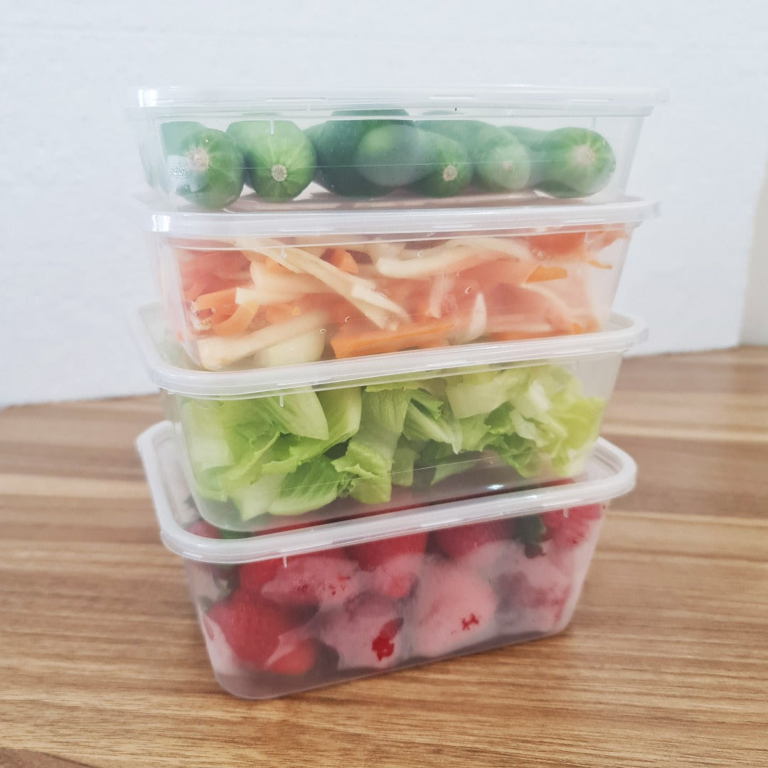 Takeaway Food Containers w/ Lids Reusable Plastic Meal Prep Boxes Microwave Safe