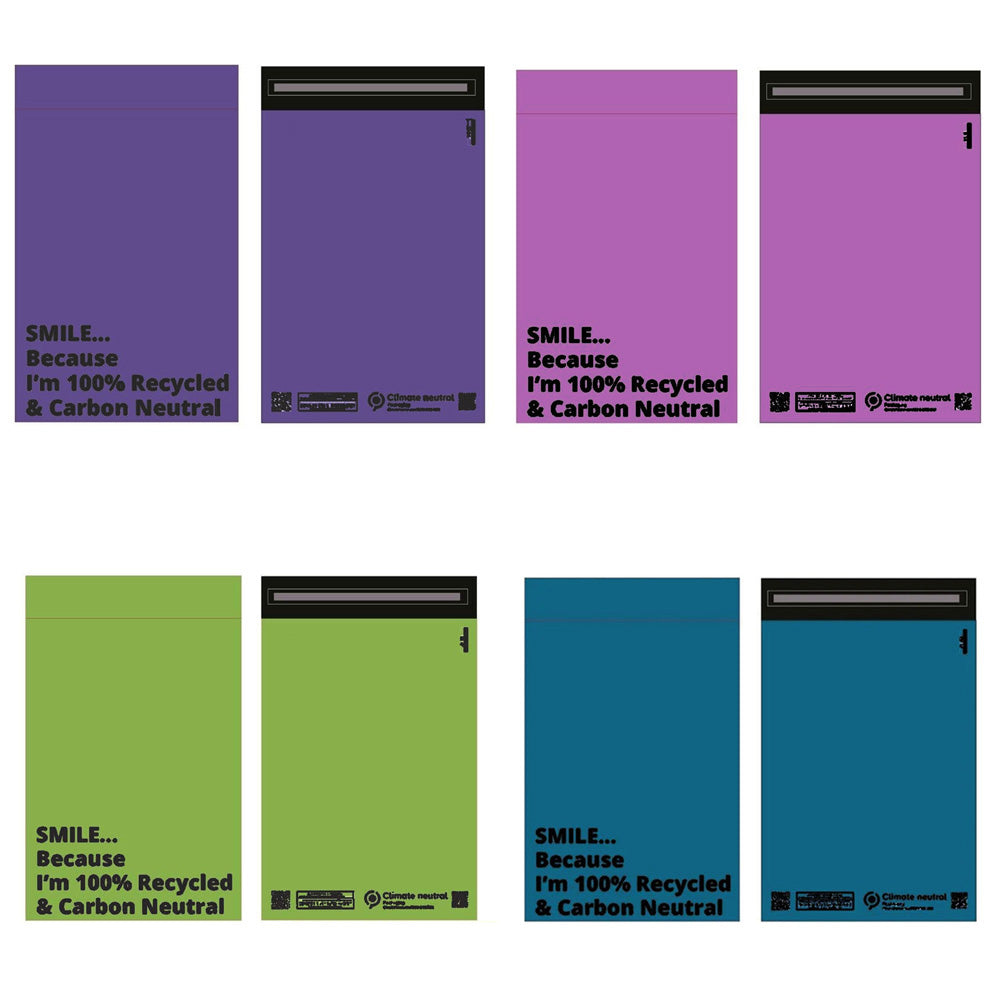 60x Mix Size Mailer Bags Mailing Envelope Made From 100% Recycled Material Colourful Parcel Shipping Mailer