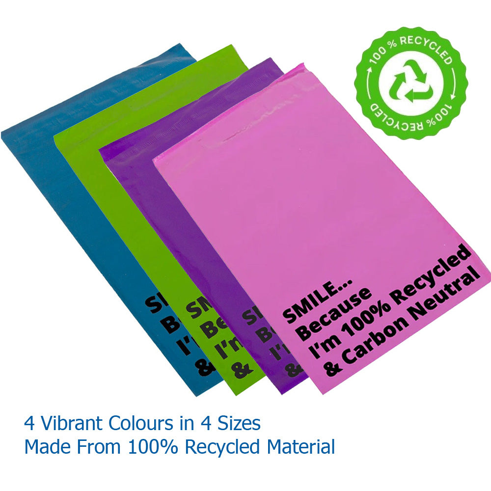 60x Mix Size Mailer Bags Mailing Envelope Made From 100% Recycled Material Colourful Parcel Shipping Mailer