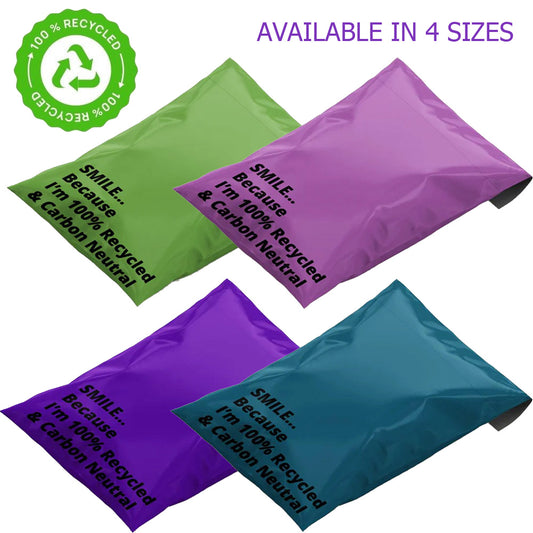 60x Mix Size Mailer Bags Mailing Envelope Made From 100% Recycled Material Colourful Parcel Shipping Mailer