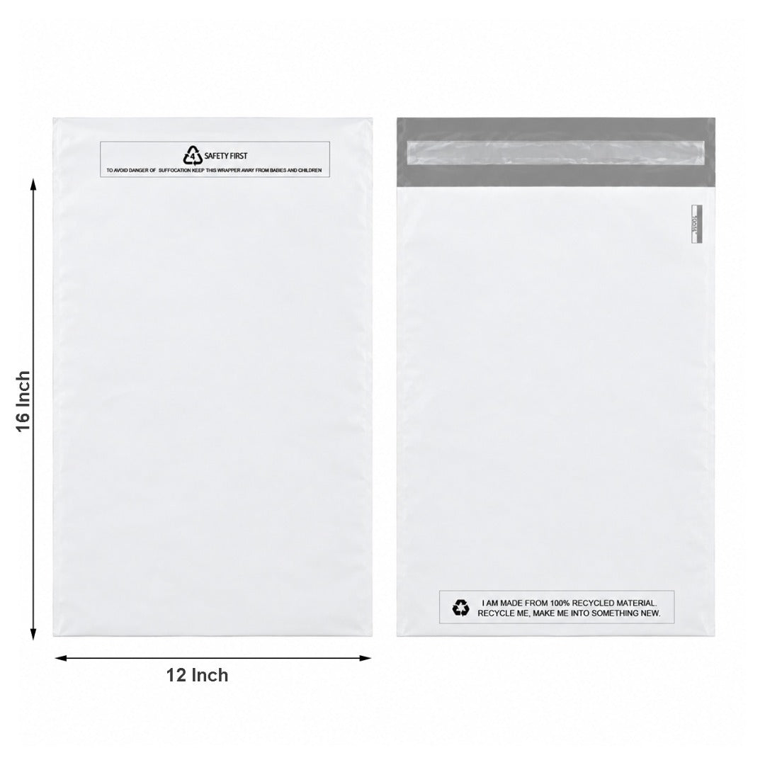 White Mailing Bags Strong Poly Postal Postage Self Seal Parcel Bag 100% Recycled