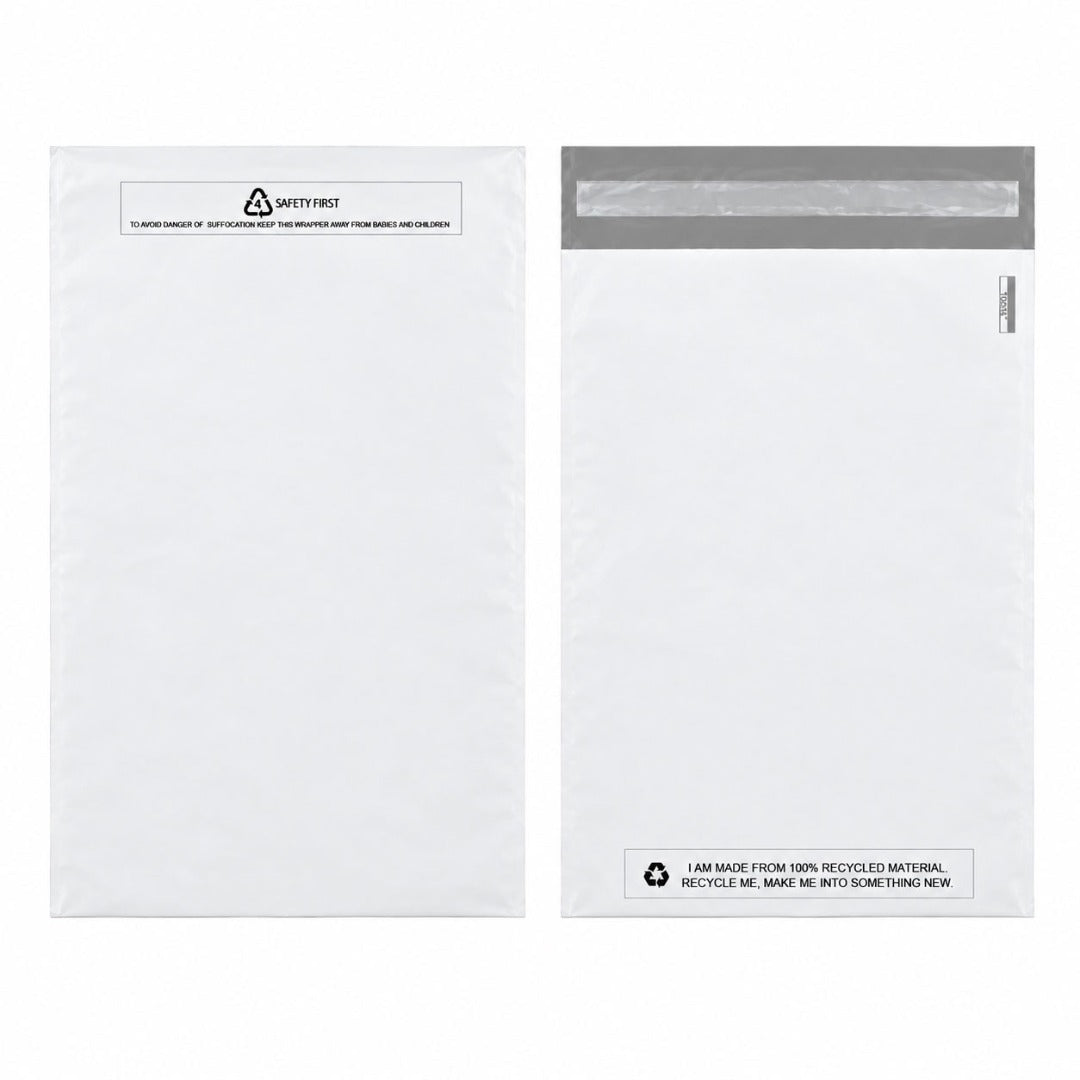 White Mailing Bags Strong Poly Postal Postage Self Seal Parcel Bag 100% Recycled