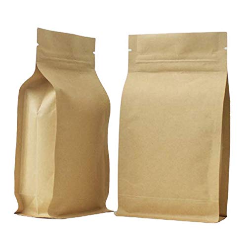 Brown Heavy Duty Craft Paper Strong Gripseal Bags Square Gusset Stand Up Smell Free Suitable For Food Packaging