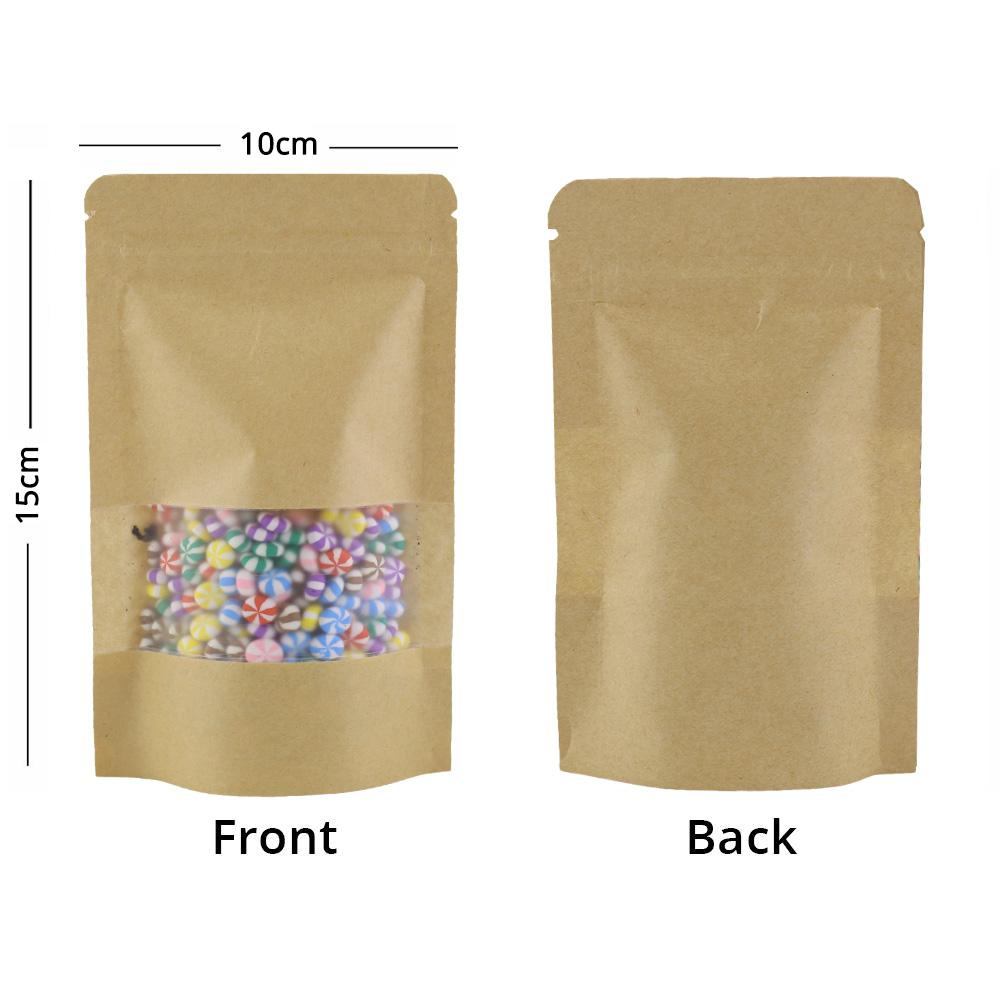 Food Bags Gripseal Press & Seal Gusset Pouch Craft Paper Clear Window BPA FREE