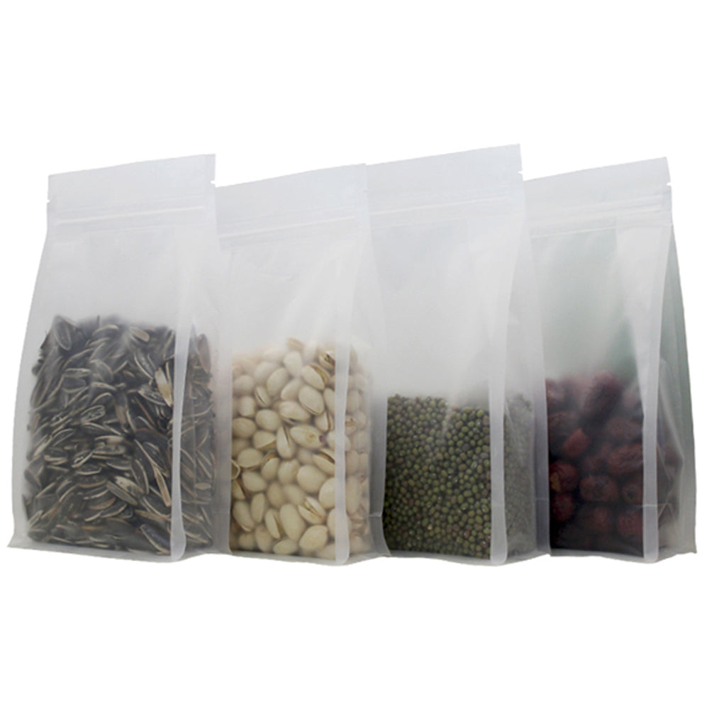 Heavy Duty Frosted Clear Grip Seal Square Gusset Bags Pouch Smell Free Suitable For Food Packaging