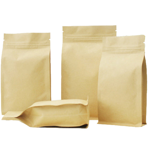 Brown Heavy Duty Craft Paper Strong Gripseal Bags w/ Square Gusset Stand-Up Smell Free Suitable For Food Packaging