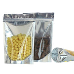Strong Gripseal Gussetted Bags Zipper Seal Lock Clear Silver BPA Free Food Grade Packaging