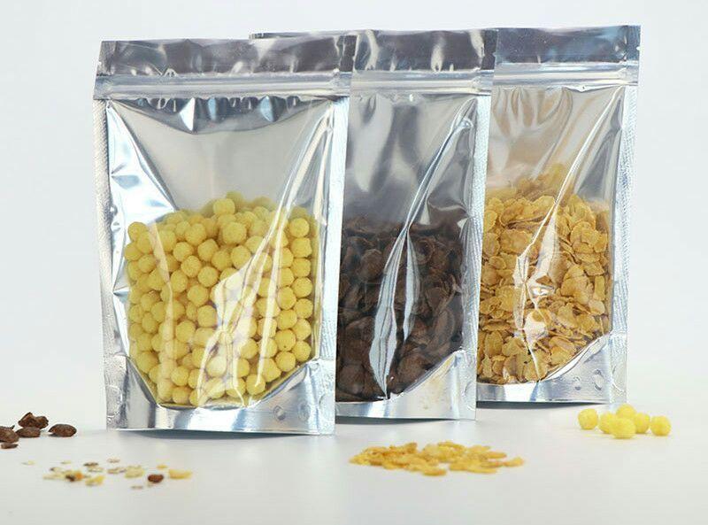 Strong Gripseal Gussetted Bags Zipper Seal Lock Clear Silver BPA Free Food Grade Packaging