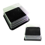 50x Clear Individual Square Containers Boxes (Lid with Black Base) For Mini Cakes, Desserts, Takeaway, Party Favors, Sushi and more