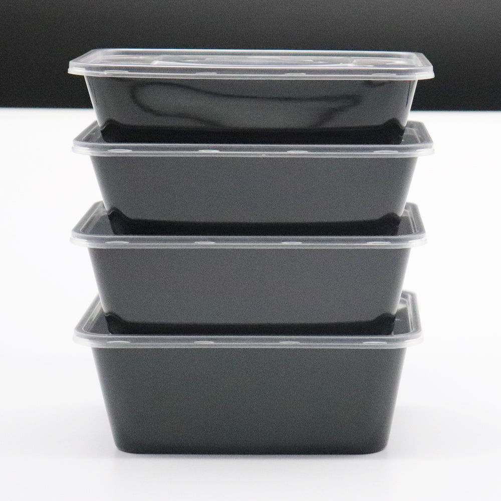 Clear Black Takeaway Food Plastic Containers Microwave Freezer Safe Secure Lids