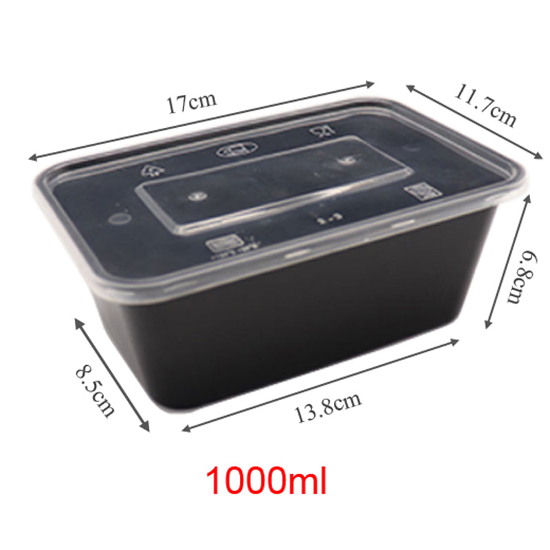 Clear Black Takeaway Food Plastic Containers Microwave Freezer Safe Secure Lids