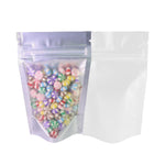 100x Clear White Grip Seal Bags Gusset Base Stand Up Pouch Food Packaging BPA Free Smell Free