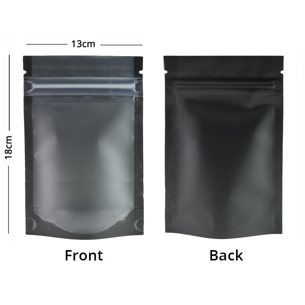 100x Black/Frost Clear Gusset Gripseal Bags Stand-Up Packing Pouch Matte Finish