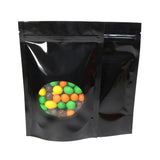 100x Grip Seal Bags Black with Round Clear Window Gusset Base Very Strong BPA Free Smell Free Food Packaging